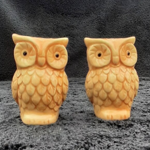 Vintage Ceramic Brown Owl Salt and Pepper Shakers 3”H x 2”W - Picture 1 of 6